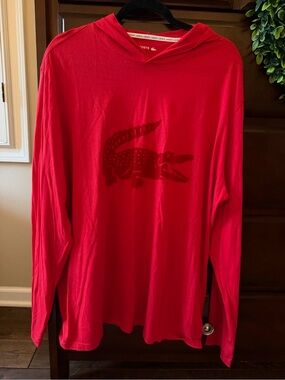 Lacoste Red Sleepwear Tee with Crocodile Logo